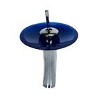 Torneira Monocomando De Vidro Redonda Alta Azul Escuro