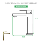 Torneira Monocomando Dourada - Reno Rt400