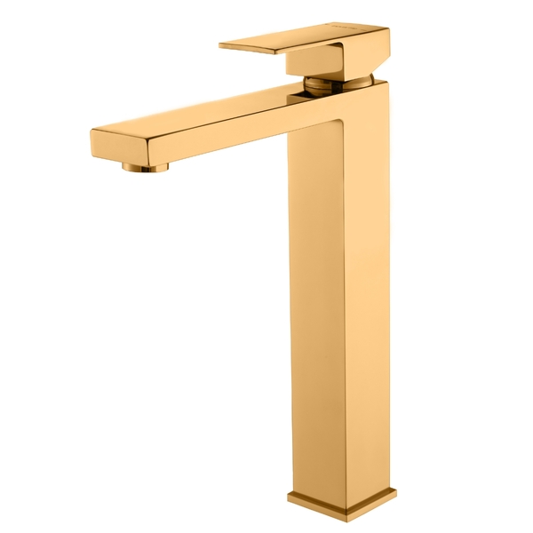 Torneira Monocomando Dourado Gold Quadrada Banheiro Lavabo Bi
