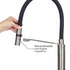 Torneira Monocomando Gourmet para Pia de Cozinha Bica Alta Cinza Fani