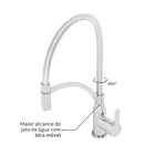 Torneira Monocomando Gourmet para Pia de Cozinha Bica Alta Prata C604 Fani