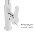 Torneira Monocomando Gourmet para Pia de Cozinha Bica Alta Prata Fani