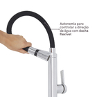 Torneira Monocomando Gourmet para Pia de Cozinha Bica Alta Preta e Prata Fani