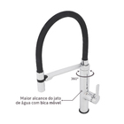 Torneira Monocomando Gourmet para Pia de Cozinha Bica Alta Preta e Prata Fani