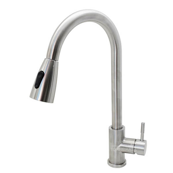 Torneira Monocomando Gourmet Extensível Lisboa Aço Escovado 3