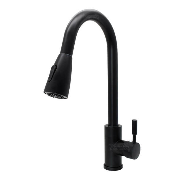 Torneira Monocomando Gourmet Extensível Lisboa Preta 3417