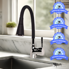 Torneira Monocomando Jato Duplo Flexível Silicone Preto 1/4v