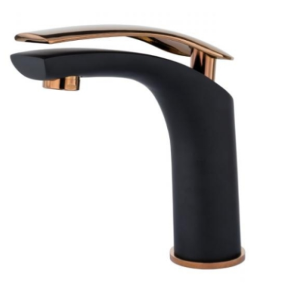 Torneira Monocomando Lavatório Bancada Baixa - Preta/dourada