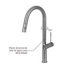 Torneira Monocomando Pia Cozinha Bica Média Cinza 400 Debacco