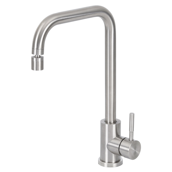 Torneira Monocomando para Pia de Cozinha Bica em U Aço Inox 304 Escovado Stoc