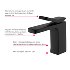 Torneira Monocomando Preta Bica Baixa Luxo Banheiro Lavabo Pi