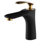 Torneira Monocomando Preta E Dourada Bica Baixa Luxo Banheiro