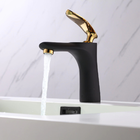 Torneira Monocomando Preta E Dourada Bica Baixa Luxo Banheiro