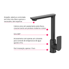 Torneira Monocomando Preto Fosco Slim Cozinha Ilha Área Gourm