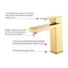 Torneira Monocomando Quadrada Bica Baixa Dourada Gold Luxo Ba