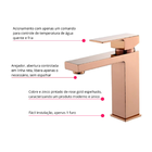 Torneira Monocomando Quadrada Bica Baixa Rose Gold Luxo Banhe