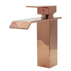 Torneira Monocomando Quadrada Slim Metalica Roma Rosê Gold 23