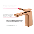 Torneira Monocomando Rose Gold Bica Baixa Luxo Banheiro Lavab