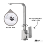 Torneira Monocomando Slim Chata Escovada