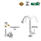 Torneira Para Banheiro 1/4 De Volta Em Metal Com Bica Móvel C