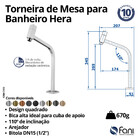 Torneira Para Banheiro Alta Hera 1208 Rose Gold Fani