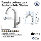 Torneira Para Banheiro Bella Clássica Champanhe Fani