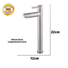 Torneira Para Banheiro Bica Alta Aço Inox Escovado Aço 304