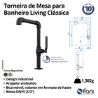 Torneira Para Banheiro Bica Alta Industrial Living Clássica 7