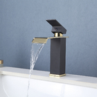 Torneira Para Banheiro Cascata Baixa Preto Dourado Misturador