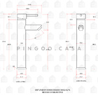 Torneira para banheiro cascata Misturador Monocomando Alta Xi