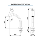 Torneira Para Banheiro De Mesa Bica Baixa Singles One Preto M