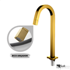 Torneira Para Banheiro Lavatório Alta De Metal Gold Dourada