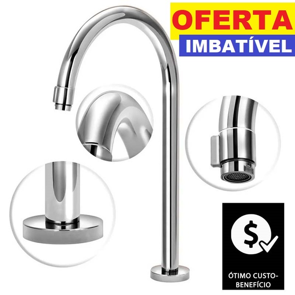 Torneira Para Banheiro Lavatorio Bica Alta Metal Cromado
