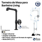 Torneira Para Banheiro Living Preto Fosco Fani