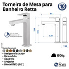 Torneira Para Banheiro Média Retta Ouro Velho Fani