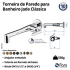 Torneira Para Banheiro Parede Jade Clássica Cromado Fani