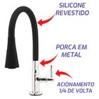 Torneira Para Cozinha Bancada Flexível Tubo Preto Conic 2 Jat