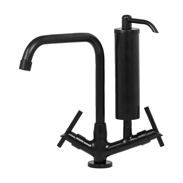 Torneira Para Cozinha Com Filtro Bica Móvel Preta Mesa Metal