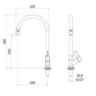 Torneira Para Cozinha De Balcão Bica Móvel 1173 C36 Meber