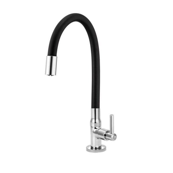 Torneira Para Cozinha De Mesa Bica Flexível Gourmet Preta Del