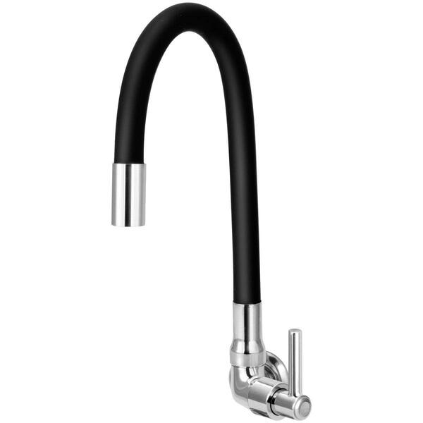 Torneira Para Cozinha De Parede Bica Flexível Gourmet Preto D