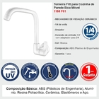 Torneira Para Cozinha De Parede Bica Móvel 1168 F61 Branca Lo
