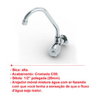 Torneira Para Cozinha De Parede Bica Móvel Prateado