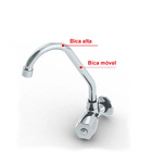 Torneira Para Cozinha De Parede Bica Móvel Prateado