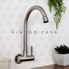 Torneira Para Cozinha De Parede Em Aço Inox Paraguaçu Pingoo.