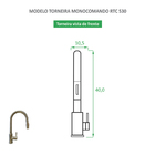 Torneira Para Cozinha Escovada Misturador Monocomando Rtc 530