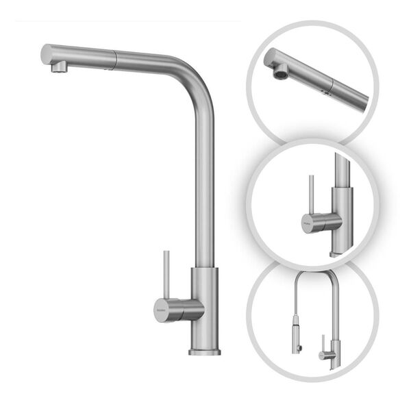 Torneira Para Cozinha Gourmet Luxo Toronto Spray Extraível Aç