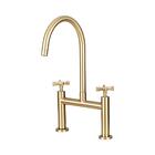 Torneira Para Cozinha Gourmet Misturador Duplo Comando Aço In