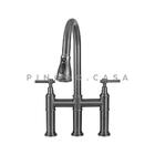 Torneira Para Cozinha Gourmet Misturador Extensível Duplo Com