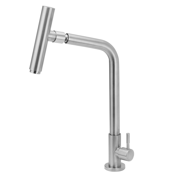 Torneira Para Cozinha Mesa Inox Escovado Com Bica Articulada